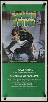 1p1430 SWAMP THING Aust daybill 1982 Wes Craven, Richard Hescox art of him holding Adrienne Barbeau!