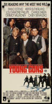 1p1438 YOUNG GUNS Aust daybill 1988 Emilio Estevez, Charlie Sheen, Kiefer Sutherland, Phillips!