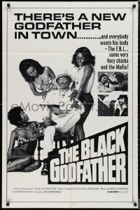1p1459 BLACK GODFATHER 1sh R1970s the FBI, foxy chicks and the Mafia want his body!