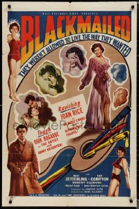 1p1461 BLACKMAILED 1sh 1951 tough Dirk Bogarde with sexy Joan Rice, Mai Zetterling, ultra rare!