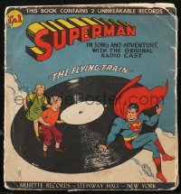 1p1116 SUPERMAN softcover book 1947 adventure w/original radio cast, contains 2 unbreakable records!