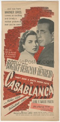 1p0918 CASABLANCA magazine ad 1942 Humphrey Bogart & Ingrid Bergman had a date with fate!