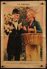 1p1096 CITY LIGHTS Mexican magazine supplement 1930s Charlie Chaplin giving flowers Cherrill!