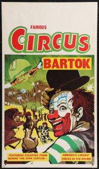 1p0229 CIRCUS BARTOK 13x23 circus poster 1960s featuring escapeers from behind the Iron Curtain!