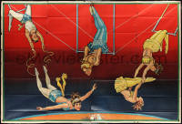 1p0105 UNKNOWN CIRCUS POSTER 80x48 circus poster 1960s art of trapeze acrobatic circus act!