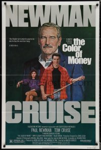 1p1477 COLOR OF MONEY 1sh 1986 Robert Tanenbaum art of Paul Newman & Tom Cruise playing pool!
