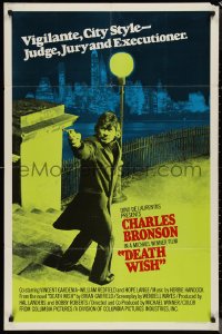 1p1486 DEATH WISH int'l 1sh 1974 vigilante Charles Bronson is the judge, jury & executioner!