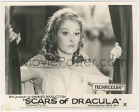 1p1866 SCARS OF DRACULA English FOH LC 1970 close up of sexy Jenny Hanle, Hammer vampire horror!