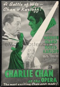 1p0533 CHARLIE CHAN AT THE OPERA English pressbook 1937 Asian Warner Oland, Boris Karloff, rare!