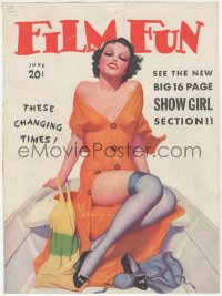 1p1038 FILM FUN magazine cover Jun 1936 Enoch Bolles cover art of sexy pin-up girl in skimpy outfit!