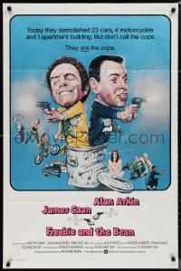 1p1515 FREEBIE & THE BEAN int'l 1sh 1974 James Caan, Alan Arkin, wacky screwball cops shooting guns!
