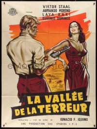 1p0291 CAMINO CORTADO French 1p 1957 Jean Mascii art of sexy Laya Raki & guy with machine gun!