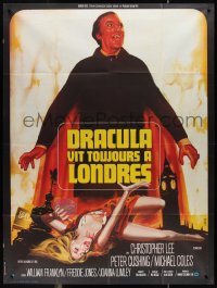 1p0330 SATANIC RITES OF DRACULA French 1p 1974 different Landi art of vampire Christopher Lee & girl!