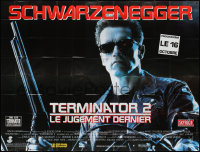 1p0197 TERMINATOR 2 French 8p 1991 close up of Arnold Schwarzenegger on motorcycle with shotgun!
