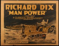 1p0049 MAN POWER style B 1/2sh 1927 art of hero Richard Dix saving the day on a tractor, ultra rare!
