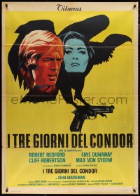 1p0336 3 DAYS OF THE CONDOR Italian 1p 1976 different art of Robert Redford & Faye Dunaway!