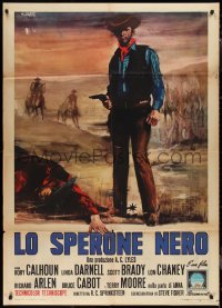 1p0342 BLACK SPURS Italian 1p 1965 different Avelli art of Rory Calhoun with gun over dead body!