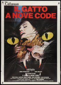 1p0346 CAT O' NINE TAILS Italian 1p 1971 Dario Argento's Il Gatto a Nove Code, cat & strangling art!