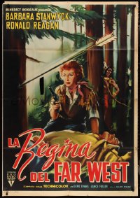 1p0718 CATTLE QUEEN OF MONTANA Italian 1p 1955 Barbara Stanwyck is a woman of fire, different art!