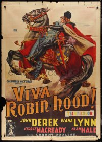 1p0372 ROGUES OF SHERWOOD FOREST Italian 1p 1951 Derek as son of Robin Hood, different & ultra rare!