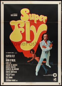 1p0375 SUPER FLY Italian 1p 1972 great different art of Ron O'Neal with sexy girl by Ferrini!