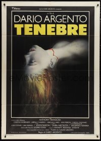 1p0984 TENEBRE Italian 1p 1982 Dario Argento giallo, creepy Renato Casaro artwork of female victim!