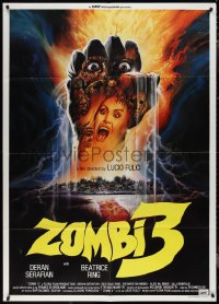 1p0379 ZOMBI 3 Italian 1p 1987 directed by Lucio Fulci, cool demons-in-hand horror artwork!
