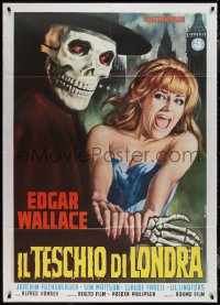 1p0380 ZOMBIE WALKS Italian 1p 1969 Edgar Wallace, Casaro art of skeleton guy & sexy girl in London!