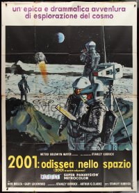 1p0384 2001: A SPACE ODYSSEY Cinerama Italian 2p 1968 Kubrick, art of astronauts on moon by McCall!
