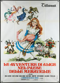 1p0386 ALICE'S ADVENTURES IN WONDERLAND Italian 2p 1974 art of Fiona Fullerton & fantasy characters!