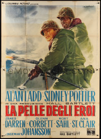 1p0741 ALL THE YOUNG MEN Italian 2p 1960 different art of Alan Ladd & Sidney Poitier by Capitani!
