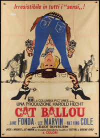 1p0388 CAT BALLOU Italian 2p 1965 classic sexy cowgirl Jane Fonda, Lee Marvin, great artwork!