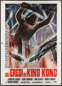 1p0390 DESTROY ALL MONSTERS Italian 2p R1977 different Ferrari art of King Kong destroying city!