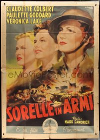 1p0406 SO PROUDLY WE HAIL Italian 2p 1946 Ciriello art of Reeves, Colbert, Lake & Goddard, rare!