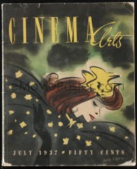 1p1100 CINEMA ARTS magazine July 1937 art of Katherine Hepburn by Jaro Fabry + sexy images!