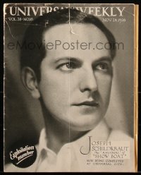 1p0925 UNIVERSAL WEEKLY exhibitor magazine November 24, 1928 cover portrait of Joseph Schildkraut!