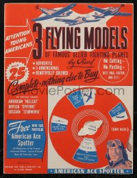 1p0882 3 FLYING MODELS paper airplane models 1944 no cutting, no pasting, just fold, fasten and fly!