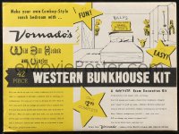 1p0876 ADVENTURES OF WILD BILL HICKOK decor kit 1951 snip 'n stik western bunkhouse kit, wet & apply!
