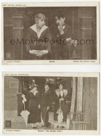 1p1766 CHARLIE CHAPLIN group of 4 English Red Letter photocards 1915 scenes from his Essanay movies!