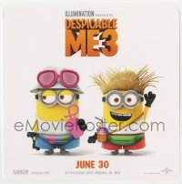 1p0926 DESPICABLE ME 3 10x10 promo card 2017 Minions, with cool games for kids on the back!