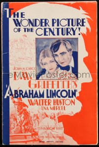 1p0535 ABRAHAM LINCOLN pressbook 1930 Walter Huston as Abe, directed by D.W. Griffith, very rare!