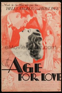 1p0537 AGE FOR LOVE pressbook 1931 Howard Hughes, R.M. Bell art of Billie Dove & Charles Starrett!