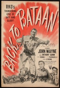 1p0538 BACK TO BATAAN pressbook 1945 John Wayne & Anthony Quinn in World War II, very rare!