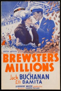1p0543 BREWSTER'S MILLIONS pressbook 1935 millionaire Jack Buchanan & pretty Lili Damita, very rare!