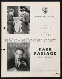 1p1653 DARK PASSAGE Belgian pressbook 1948 Humphrey Bogart & Lauren Bacall, different & ultra rare!