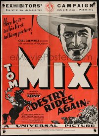 1p1684 DESTRY RIDES AGAIN pressbook cover 1932 art of cowboy Tom Mix in his first talking picture!