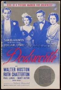 1p0556 DODSWORTH pressbook 1936 William Wyler, Walter Huston, Ruth Chatterton, Astor, ultra rare!
