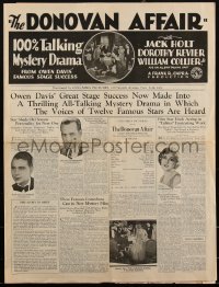 1p0559 DONOVAN AFFAIR pressbook 1929 Frank Capra murder mystery, Jack Holt, Collier Jr, ultra rare!