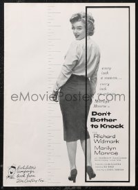 1p0557 DON'T BOTHER TO KNOCK pressbook 1952 wonderful images & artwork of sexiest Marilyn Monroe!