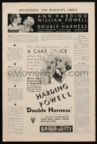 1p0560 DOUBLE HARNESS pressbook 1933 pretty Ann Harding & playboy William Powell, ultra rare!